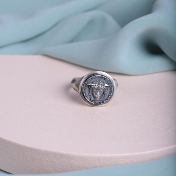 Medusa Signet Ring | 925 Sterling Silver Greek Mythology Ring | Handmade Gorgon Jewelry | Byzantine Style Ring | Gift for Her- Him, Men Ring