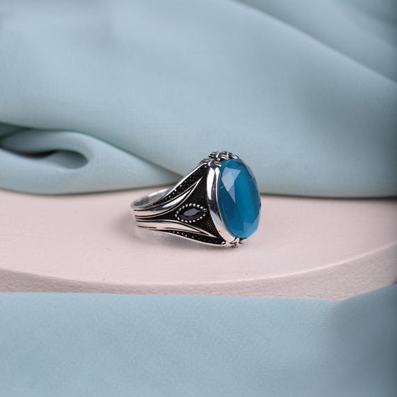 Ottoman-Inspired Men's Ring in 925 Sterling Silver – Handmade Gift for Him – Valentine's Day Gift for Husband – Turkish Design Jewelry