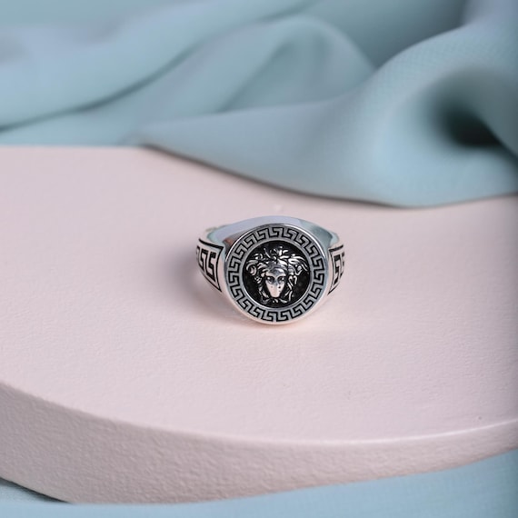 Medusa Signet Ring | Unisex 925 Sterling Silver Gorgon Ring | Ancient Greek Mythology Jewelry |Byzantine Style Ring | Gift for Him, Men Ring