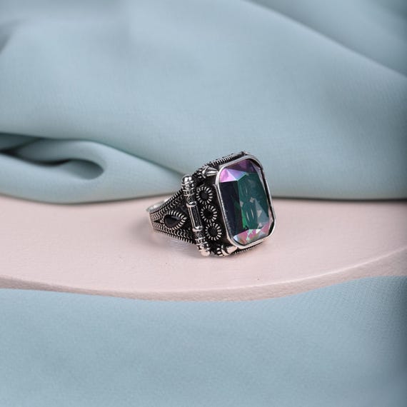 Mystic Topaz Ottoman Ring: Royal Style Mens Statement Ring
