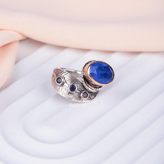 Adjustable Blue Sapphire Women’s Ring – Ottoman‑Inspired Artisan Workmanship – Elegant Women’s Day & Valentine’s Day Gift Jewelry, Jewelry