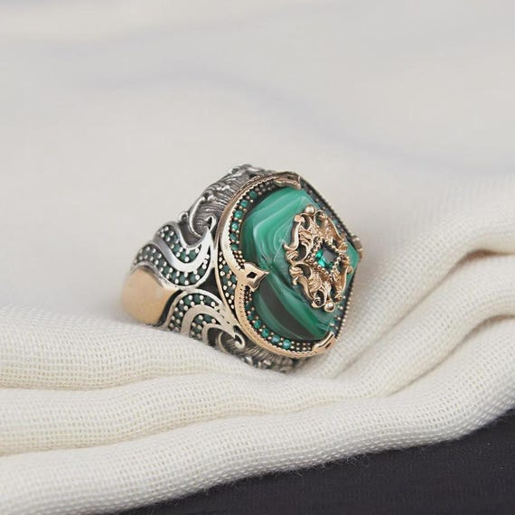 Amber Stone Men’s Ring – 925 Sterling Silver Ottoman Style Ring – Vintage Gemstone Jewelry – Gift for Him – Natural Amber Ring