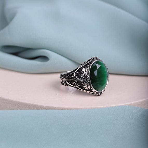 Tree of Life Mens Ring • Handmade Silver Ring with Gemstone Options • Blue Tiger’s Eye • Nature-Inspired Jewelry • Gift for Him,Vintage Ring