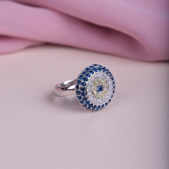 Evil Eye Zircon Ring – Protective - Elegant Women’s Jewelry – Symbol of Good Luck - Positive Energy, Women Ring, Jewelry Gift, Mothers Days
