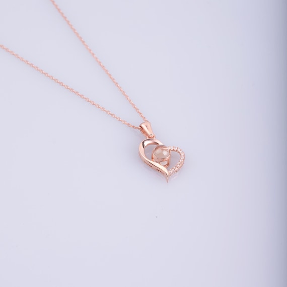 Magical Heart Necklace - Secret 'I Love You' in 100 Languages, Perfect Women's Day Gift, 925k Silver Women's Day, Women Gift
