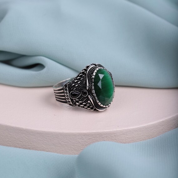 Royal-Inspired Men's Ring with Precious Gemstones – Handmade Ottoman Style Sultan’s Ring – Unique Valentine’s Day Gift for Him, Ottoman Ring