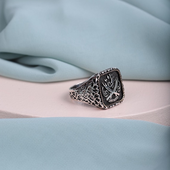 Channel the Spirit of Imam Ali with this Sterling Silver Sword Ring - Embrace Sacred Strength, Men's Statement Jewelry, Men Rings
