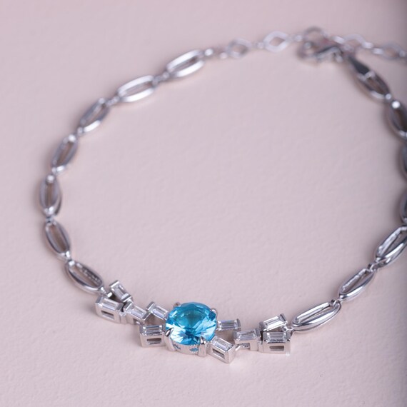 Chic Women's Bracelet with Sapphire, Aquamarine, and Quartz - Handmade and Timeless Piece,Jewelry Gift,Sapphire Bracelet,Minimalist Jewelry