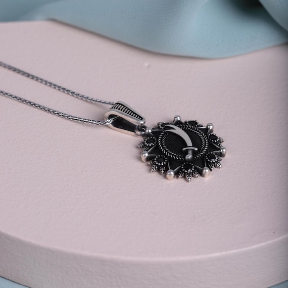 Zulfiqar Sword Necklace Black Zircon | Sterling Silver Islamic Pendant | Shia Sword Jewelry | Men’s Sword Necklace | Gift for Him, Men Ring