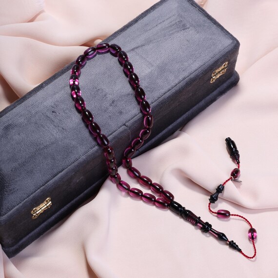 Luxury Pink Amber Tasbih,A-Grade Premium Misbaha with System Tassel,Master Tarkan Handcrafted Prayer Beads for Elegant Men,handmade tasbih