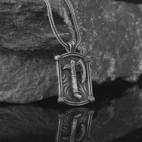 Axe Pendant Necklace for Men – 925 Sterling Silver Viking Style Axe – Warrior Symbol Jewelry – Handmade Bold Gift for Him
