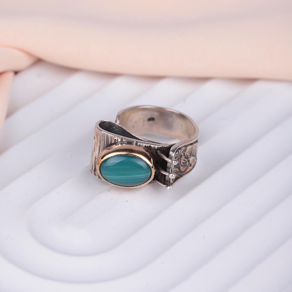 Adjustable Turquoise Agate Ring – Ottoman-Inspired Everyday Elegance – Women's Statement Jewelry Gift, Elegant Ring, Hand Made Ring, Women