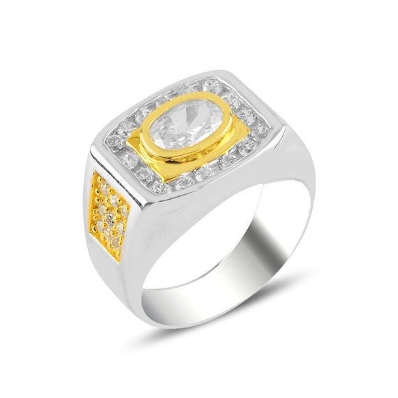 Elegant Handmade White Zircon Ring – 925 Sterling Silver, Turkish Craftsmanship, Gift for Him,Hand Made Rings,Gift For  Boyfriend, Gift Ring