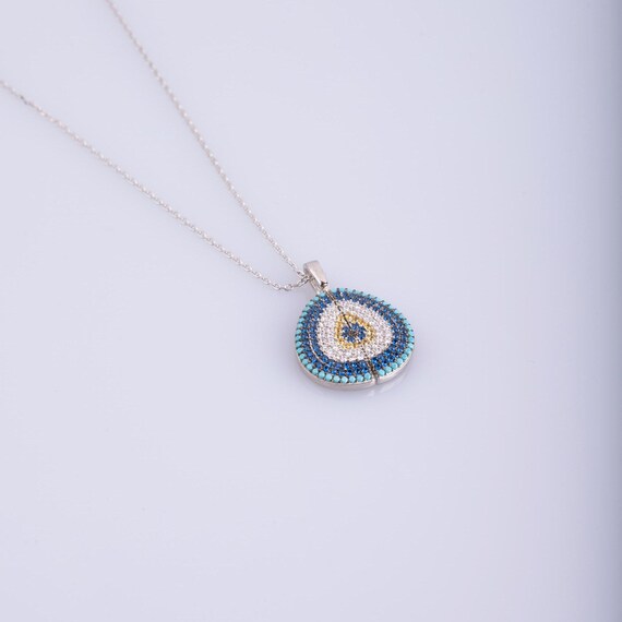 Turkish Evil Eye Necklace with Sparkling Zircon - Unique Gift for Her - Protective Turkish Jewelry,For Gift Girlfried,Gift Necklace