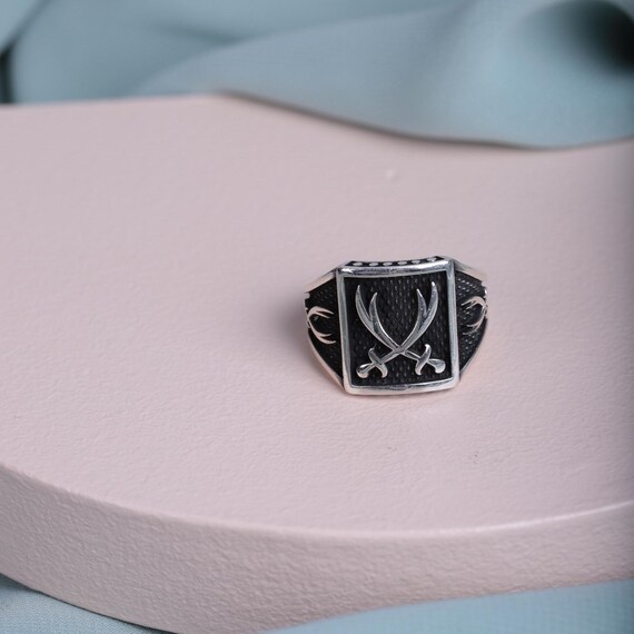 Silver Zulfiqar Sword Signet Ring for Men,Handmade 925 Sterling Silver Symbol of Strength – Gift for Him, Dad Gift, Islamic Heritage Jewelry