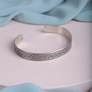 925 Sterling Silver Men’s Cuff Bracelet - Handmade Elegant Adjustable Bracelet - Shaped Modern Cuff - Gift for Him - Silver Men’s Jewelry