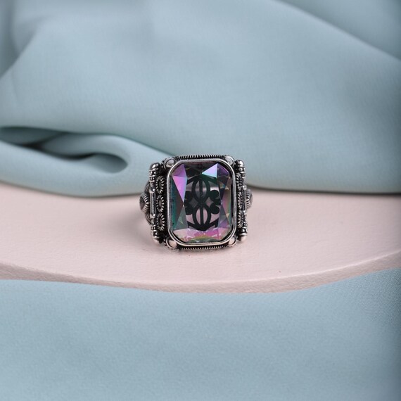 Men's Royal Style Ring with Mystic Topaz – A Statement of Elegance and Power – Ottoman Inspired Design, Multistone, Valentine's Day