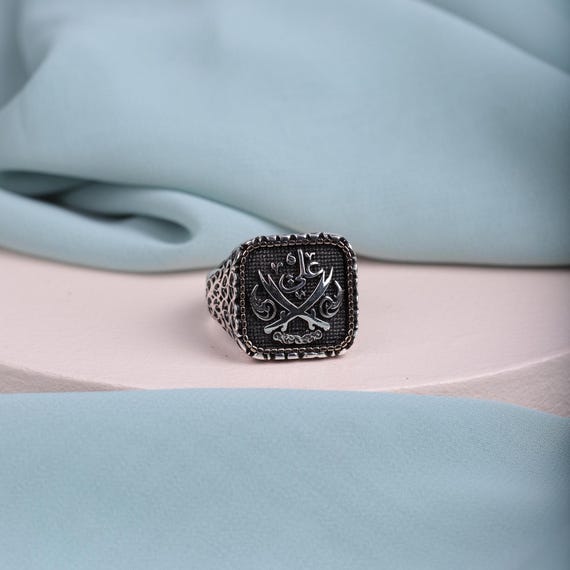 Channel the Spirit of Imam Ali with this Sterling Silver Sword Ring - Embrace Sacred Strength, Men's Statement Jewelry, Men Rings