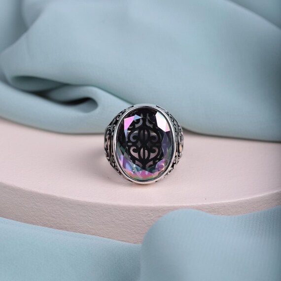Exquisite Ottoman Style Men's Ring with Multistone Detailing – Handcrafted 925 Silver Elegance – Unique Gift for Him, Sultan Suleyman Ring