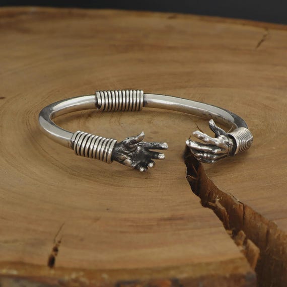 Hand of Power Men’s Bracelet – 925 Sterling Silver Handmade Bracelet – Symbolic Masculine Jewelry – Turkish Artisan Gift for Him