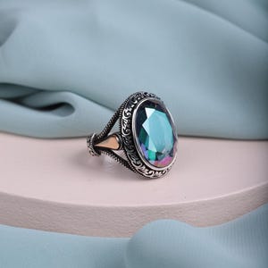Ottoman Sultan Mehmed Ring – Men&#39;s Multicolor Stone Ring, Turkish Jewelry Gift for Him, Ottoman Style Ring, Valentine&#39;s Day Gift,Sultan Ring