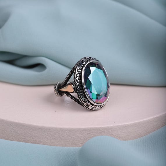 Ottoman Sultan Mehmed Ring – Men's Multicolor Stone Ring, Turkish Jewelry Gift for Him, Ottoman Style Ring, Valentine's Day Gift,Sultan Ring
