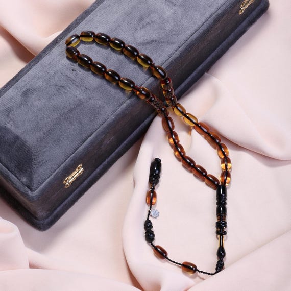 Luxury A-Grade Brown Amber Tasbih,Master Tarkan Signature Design,Premium Misbaha with System Tassel for the Modern Gentleman,Misbaha,Tasbeeh