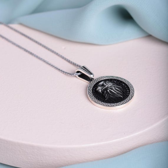 Handmade Silver Eagle Necklace – Black Zircon Stone Pendant – Nature-Inspired Animal Jewelry – 925 Sterling Silver Gift for Him or Her