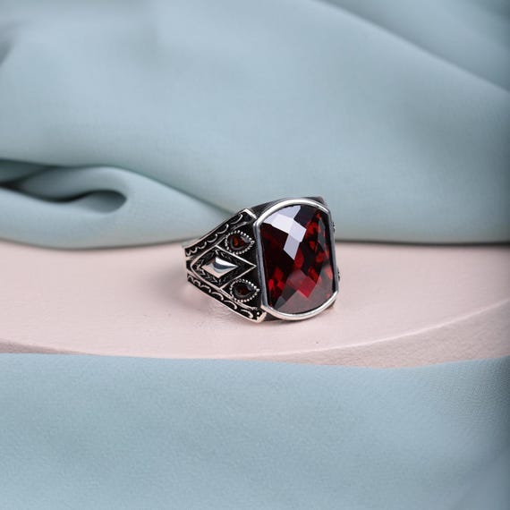Bold Ottoman-Style Statement Men's Ring – 925 Sterling Silver Handmade Ring – Valentine’s Day Gift for Husband – Turkish Luxury Jewelry, Men