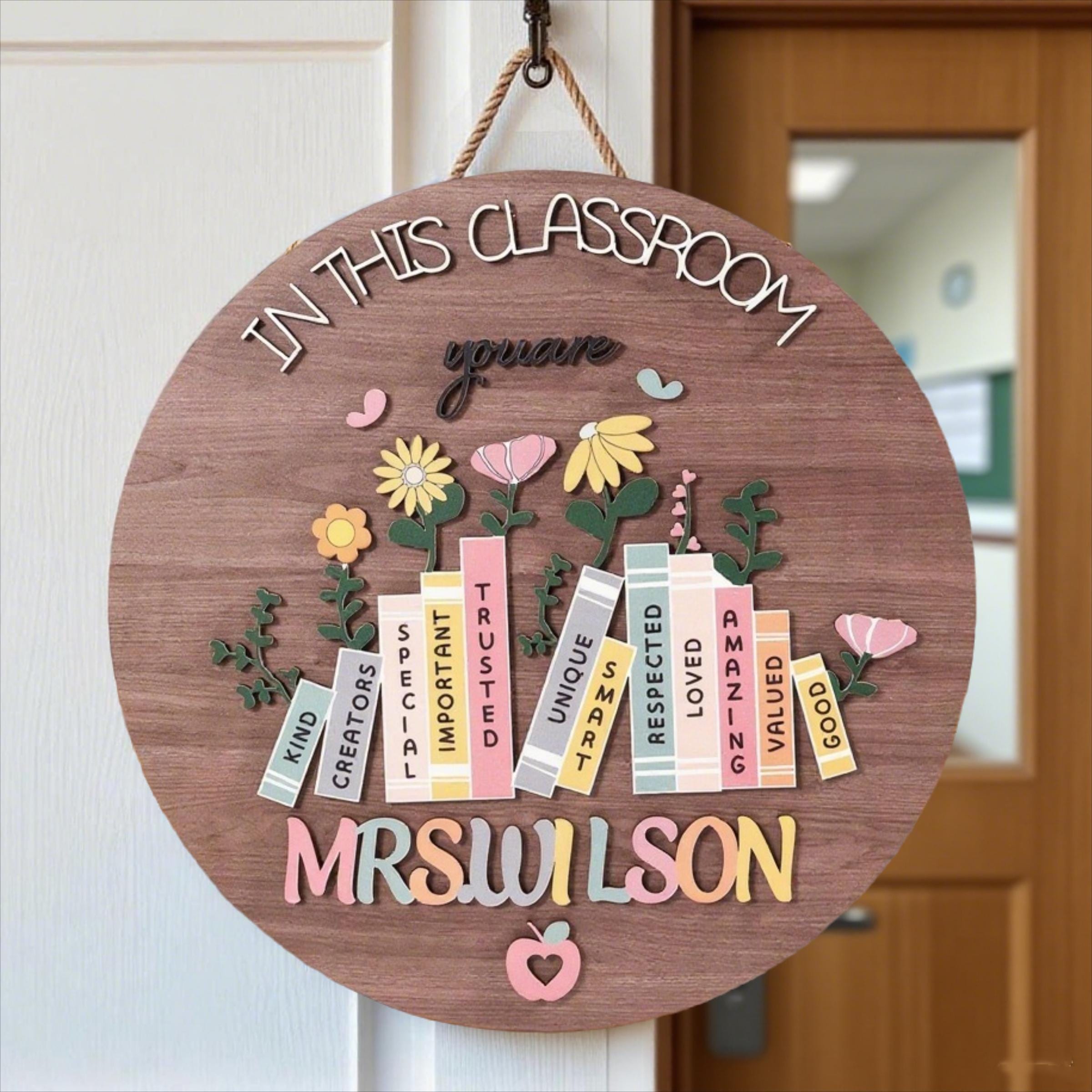 Personalized Teacher Door Sign - Custom Classroom Welcome Plaque, Back To School Gift