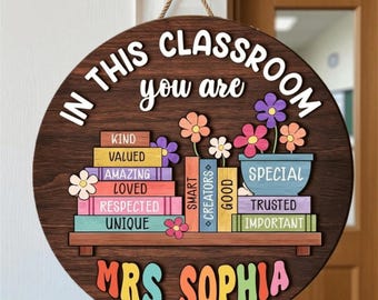 Personalized 3D Teacher Sign,Teacher Door Hanger, Custom Teacher Door Sign,Teacher Welcome Sign, Classroom Decor,Teacher Gift,back to school