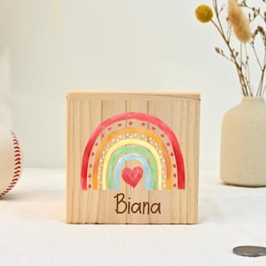 Rainbow Piggy Bank, Christmas Gifts for Girls, First Birthday, Floral Rainbow, Newborn Gift, New Mom Gift,Nursery Decor, Rainbow Baby Girl,