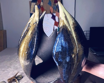 Handmade Stoneware Vase, Sculptural Nordic Decor, Abstract Design