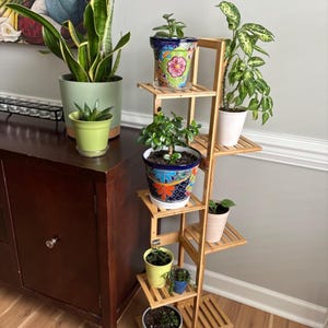 Soporte para plantas de bambú de varios niveles / Soporte para macetas / Estante para plantas / Soporte para plantas de interior / Soporte para plantas de esquina / Estante para flores / Regalo para amantes de las plantas