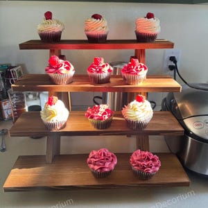4 Tier Wooden Cupcake Towers & Cup Cake Stand | Wedding Cake Stand | Rustic Cake Stand | Cake Holder | Dessert Stand | Decorative Tray