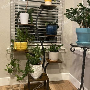 Soporte para plantas de madera y metal de 7 niveles con luces de cultivo / Soporte para plantas de interior / Soporte para plantas de esquina / Soporte para plantas / Regalo para amantes de las plantas