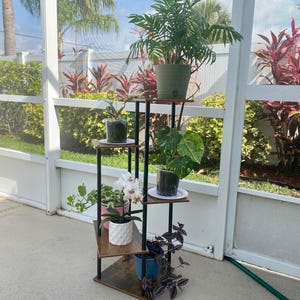 Soporte para plantas de madera y metal de varios niveles / Soporte para plantas de interior / Soporte para plantas moderno / Soporte para plantas de esquina / Soporte para flores / Regalo para amantes de las plantas