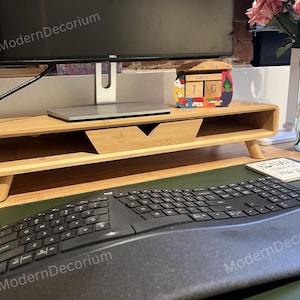 Wooden Monitor Stand For Desk With Drawer | Monitor Stand Riser | Solid Monitor Stand | Corner Monitor Stand | Desk Organizer