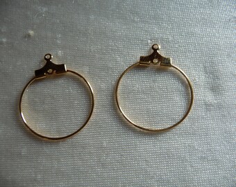 Beading Hoop, Gold Plated Brass, 20mm with Loop. Pack of 12 beading hoops.