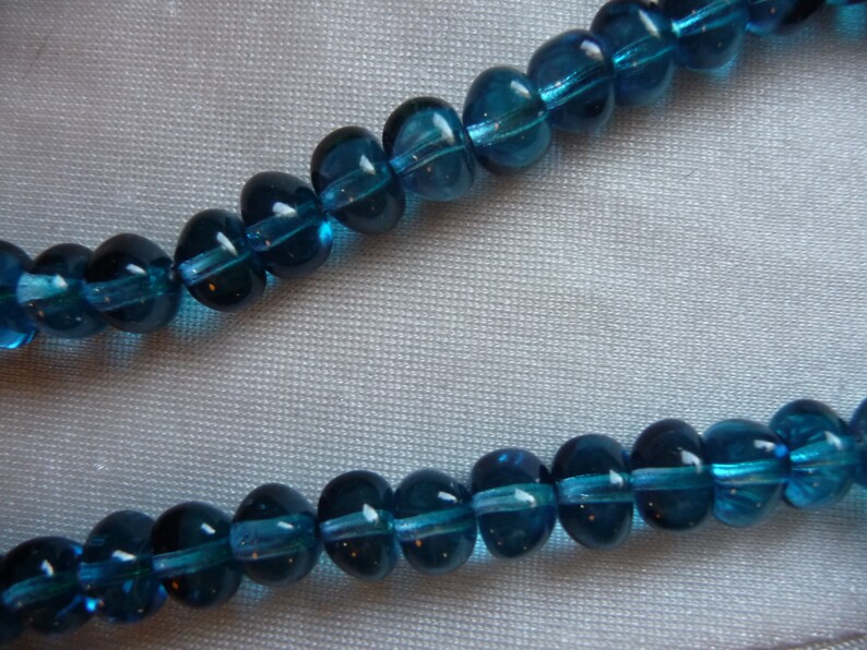 6x8mm Two-Tone AquaCapri Potato Shaped Sold per pack of 25 beads. Czech Glass Beads