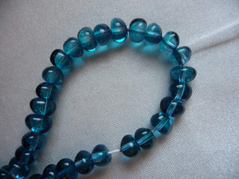 6x8mm Two-Tone AquaCapri Potato Shaped Sold per pack of 25 beads. Czech Glass Beads