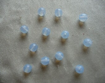 Glass Beads, 6mm Baby Blue Opal Smooth Round Druk. Sold per pack of 75 beads.