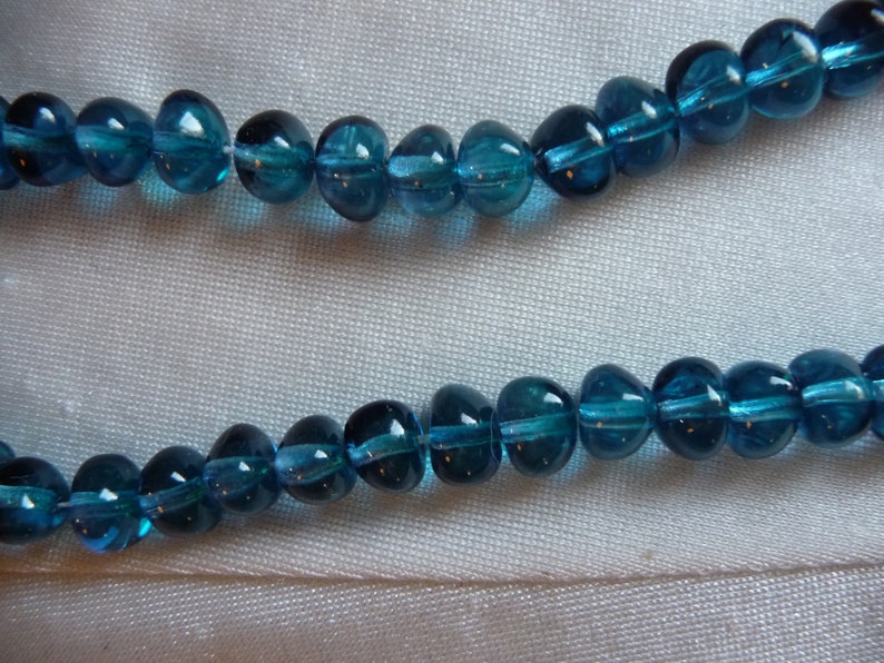 6x8mm Two-Tone AquaCapri Potato Shaped Sold per pack of 25 beads. Czech Glass Beads