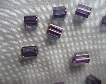 Czech Glass Beads, 6x4mm Lumi Amethyst Atlas Glass Tube. Sold per pack of 110 beads.