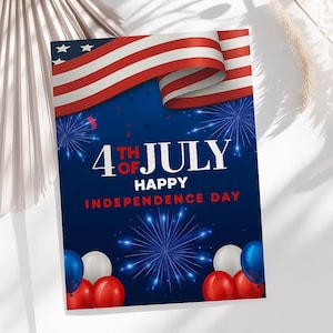 Happy Independence Day Poster – 4th of July Poster | Digital Printable | Aesthetic, Editable, Instant Download