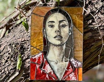 Custom Stained Glass Portrait | Personalize portrait | Gift for her