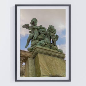 Bronze Cherub Statue Print | Royal Palace Sweden, European Sculpture Art, Baroque Decor, Architectural Wall Art, Moody Classical Photography