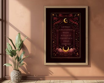 Arte de pared imprimible de afirmación • Póster de cita manifiesta • Decoración de descarga digital mística celestial