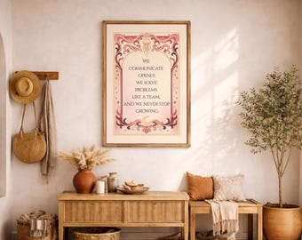 Arte mural imprimible: póster de afirmación de trabajo en equipo, decoración para el crecimiento de las relaciones, descarga digital
