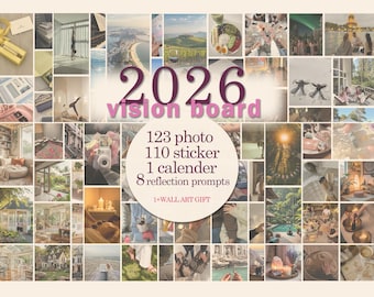 Kit de tablero de visión 2026: fotos, pegatinas y calendario (descarga digital)